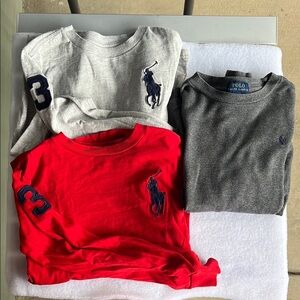 Kids Ralph Lauren Red and Gray Long Sleeve Shirts. Size 7